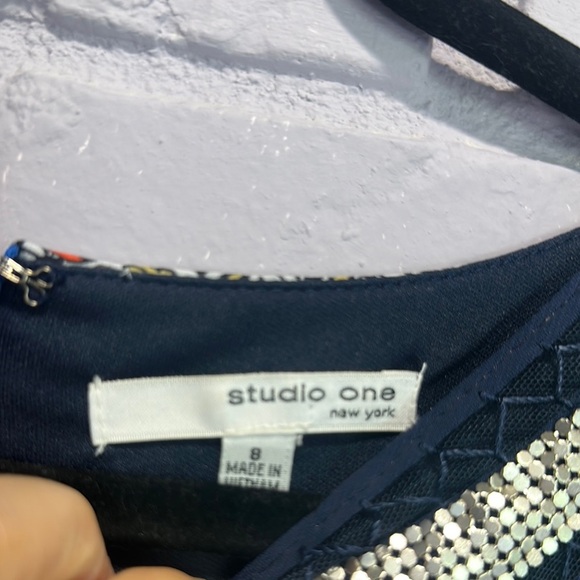 NWOT Studio One Blue and Red Maxi Dress size 8 - Picture 3 of 5